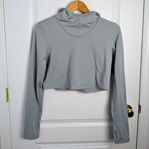 Indyeva Sendero Cropped Hooded Active Top Women’s Medium Gray Long Sleeve #211